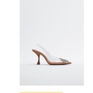 Zara clear embellished vinyl heels
